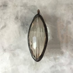 约16.3x42.6mm焊锡发黑工艺马眼形玻璃水晶吊坠