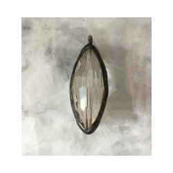 约16.3x42.6mm焊锡发黑工艺马眼形玻璃水晶吊坠