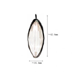 约16.3x42.6mm焊锡发黑工艺马眼形玻璃水晶吊坠