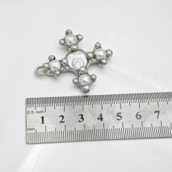 约45mm焊锡淡水珍珠十字形吊坠