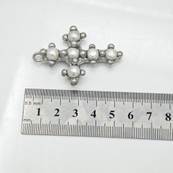 约52mm焊锡淡水珍珠十字形吊坠
