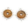 Approx 39mm Picture Jasper Brutalist Y2k Handmade Soldered Spiky Thorns Bubble Claw Coin Shape Organic Claws Pendant For Women