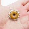 Approx 39mm Picture Jasper Brutalist Y2k Handmade Soldered Spiky Thorns Bubble Claw Coin Shape Organic Claws Pendant For Women