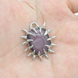 约31毫米电镀银色焊锡玻璃水晶随形荆棘吊坠