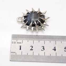 约3.3厘米电镀银色焊锡玻璃水晶荆棘吊坠
