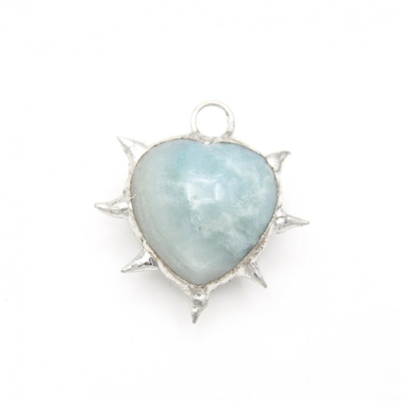 Organic Claws Bubble Claw Thorns Point Heart Plant Spiky Semi-precious Stone Amazonite Pendant
