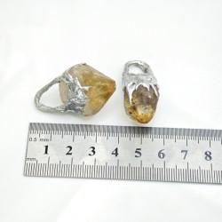 约40mm焊锡随形点状原矿黄水晶吊坠