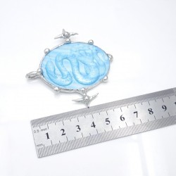 约65mm焊锡蓝色白贝椭圆形蛇吊坠